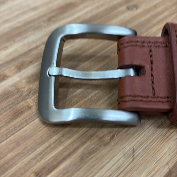 Shinola Detroit Tan Leather Size 34 Belt with Silver Buckle - Picture 7 of 7